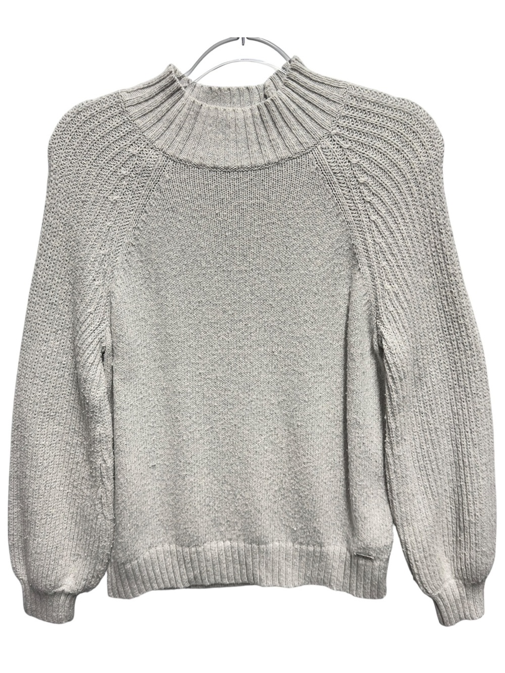 Cotton Knit Thick Ribbed Mock Neck Sweater Pullover Jumper